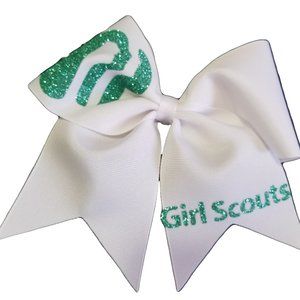 AZBOWS White glitter Girl Scouts hair bow